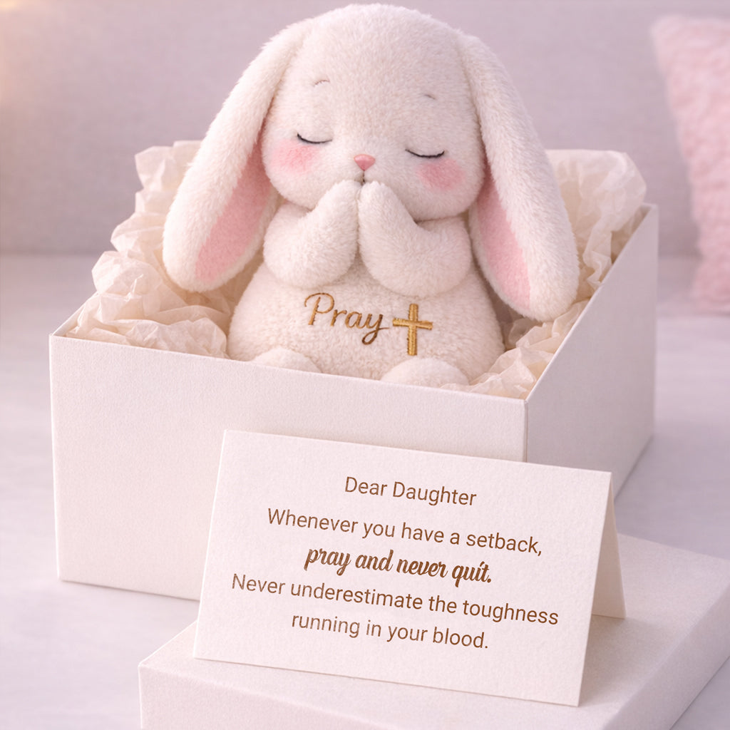 Dear Daughter Never Quit White Bunny Plush