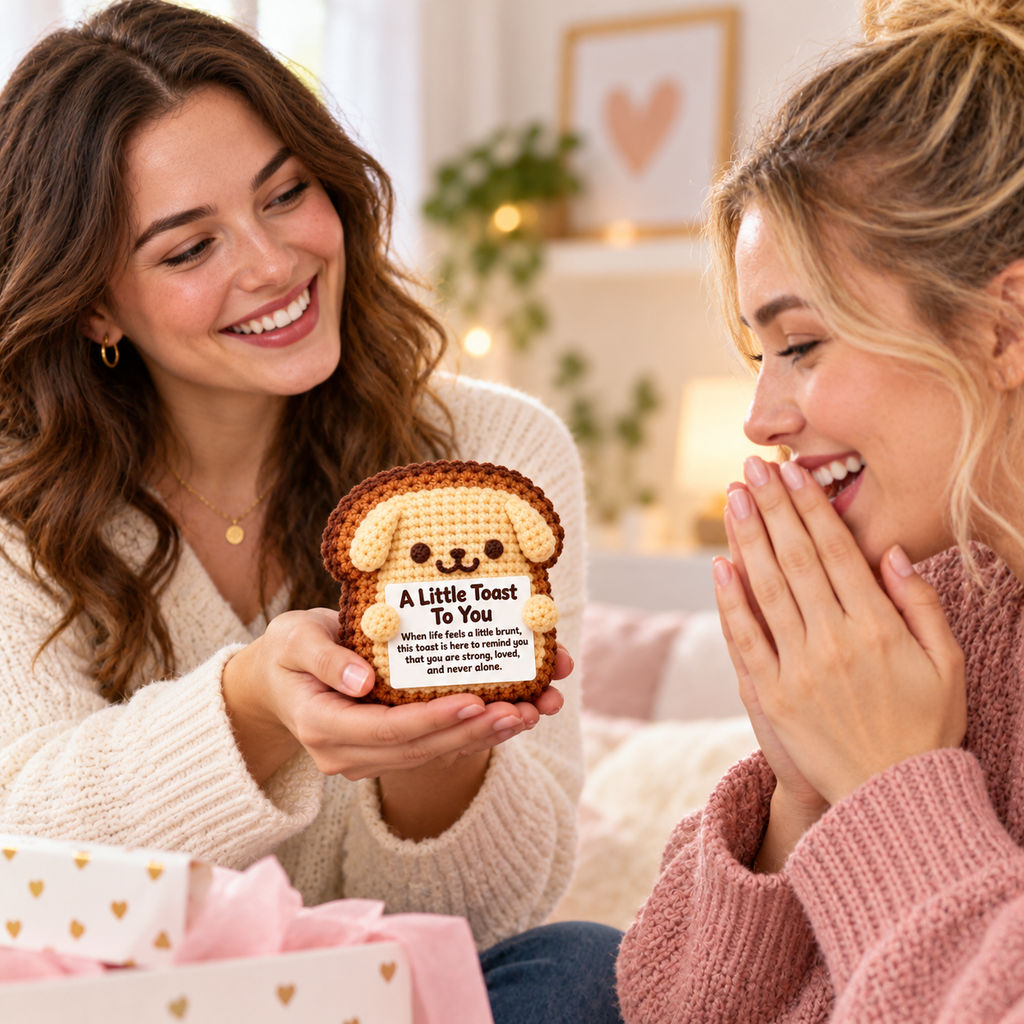 A Little Toast To You Crochet Dog – Handmade Encouragement Gift