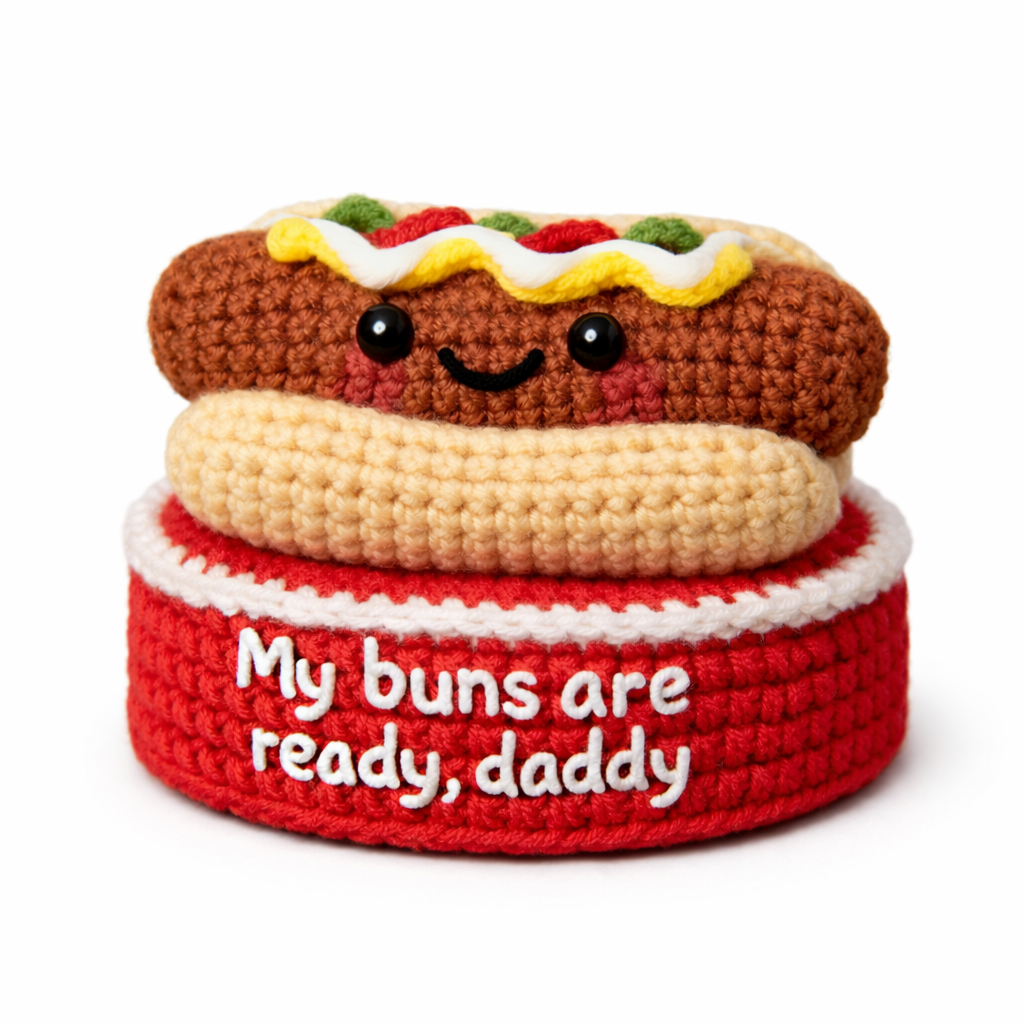 My BUNS Are Ready Daddy Hotdog Crochet Toy