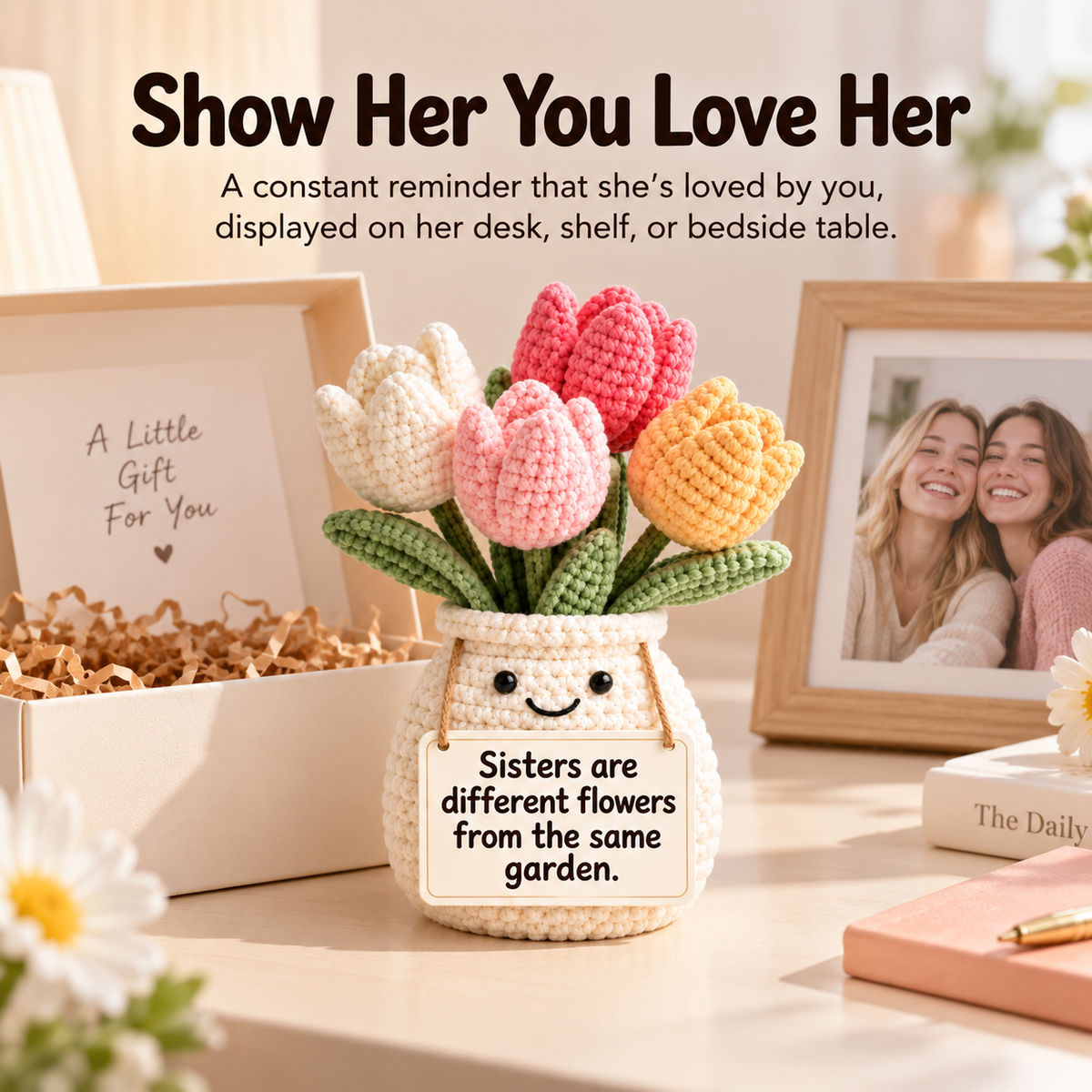 Sisters Are Different Flowers From the Same Garden Crochet Tulip Pot