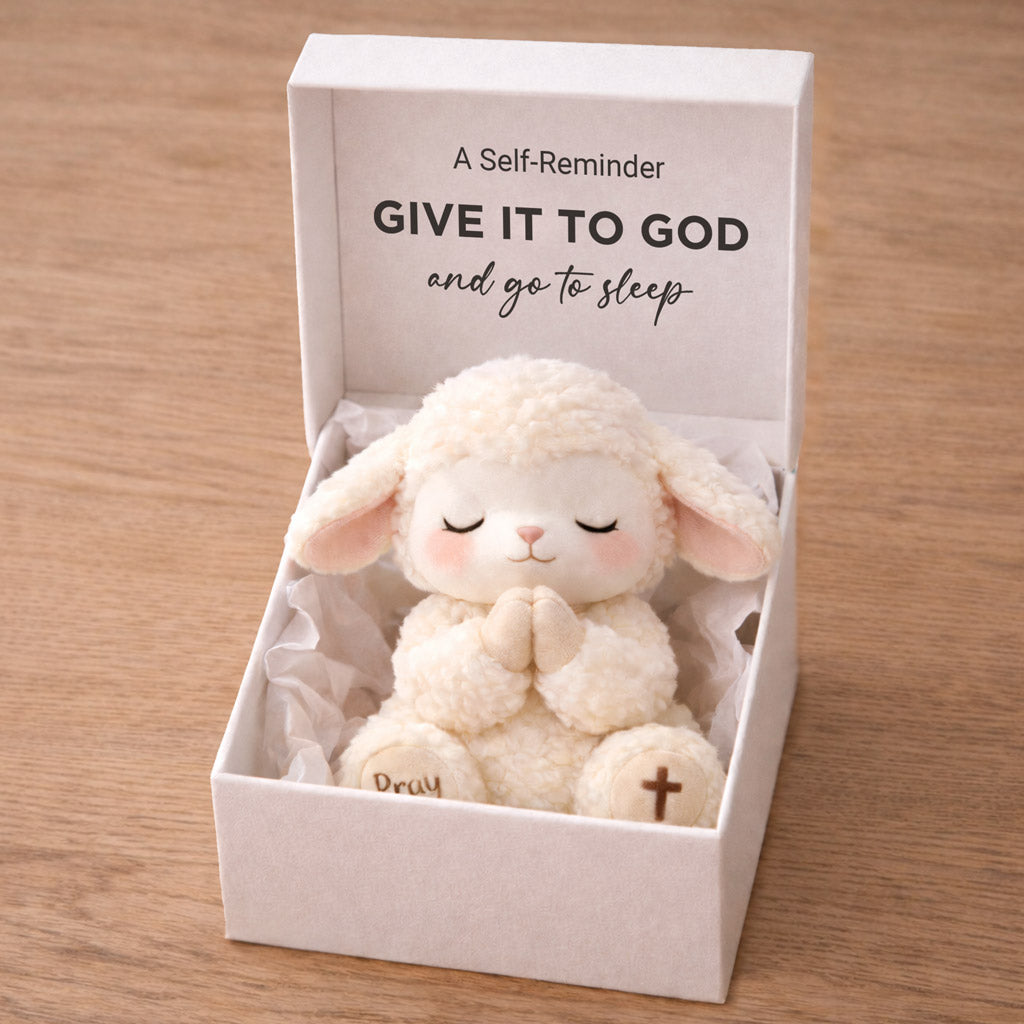 A Self-Reminder Give It To God And Go To Sleep Plush Sheep Toy