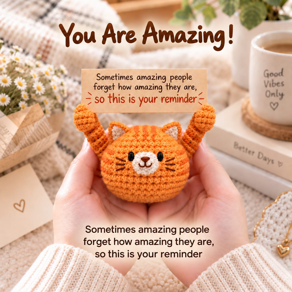 You Are Amazing Crochet Orange Cat