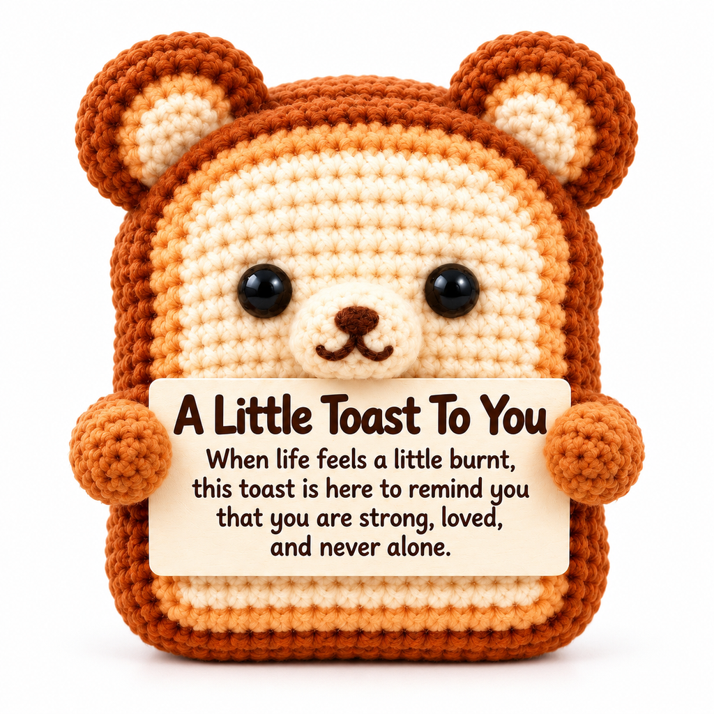 A Little Toast To You Crochet Bear – Handmade Encouragement Gift