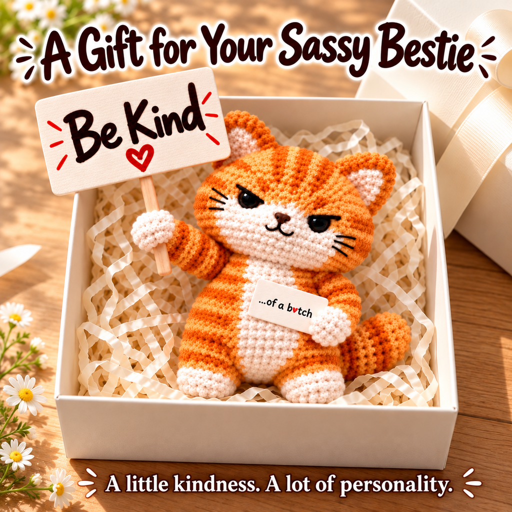 Be Kind...Of A Bi♥ch Crochet Orange Cat