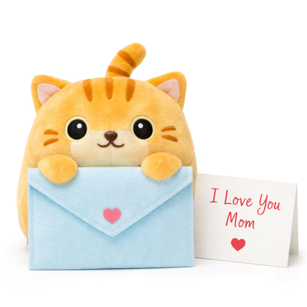 Orange Cat Plush Gift for Mom with Envelope