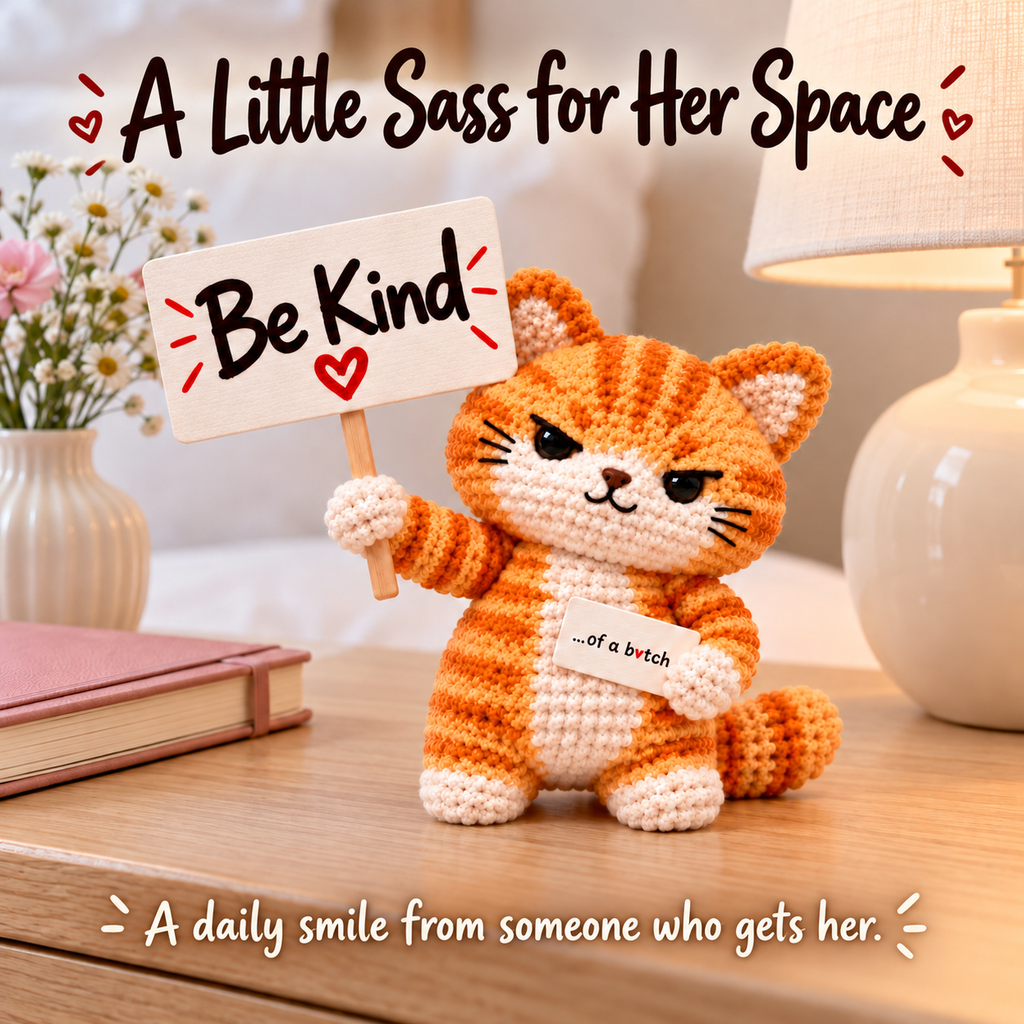 Be Kind...Of A Bi♥ch Crochet Orange Cat