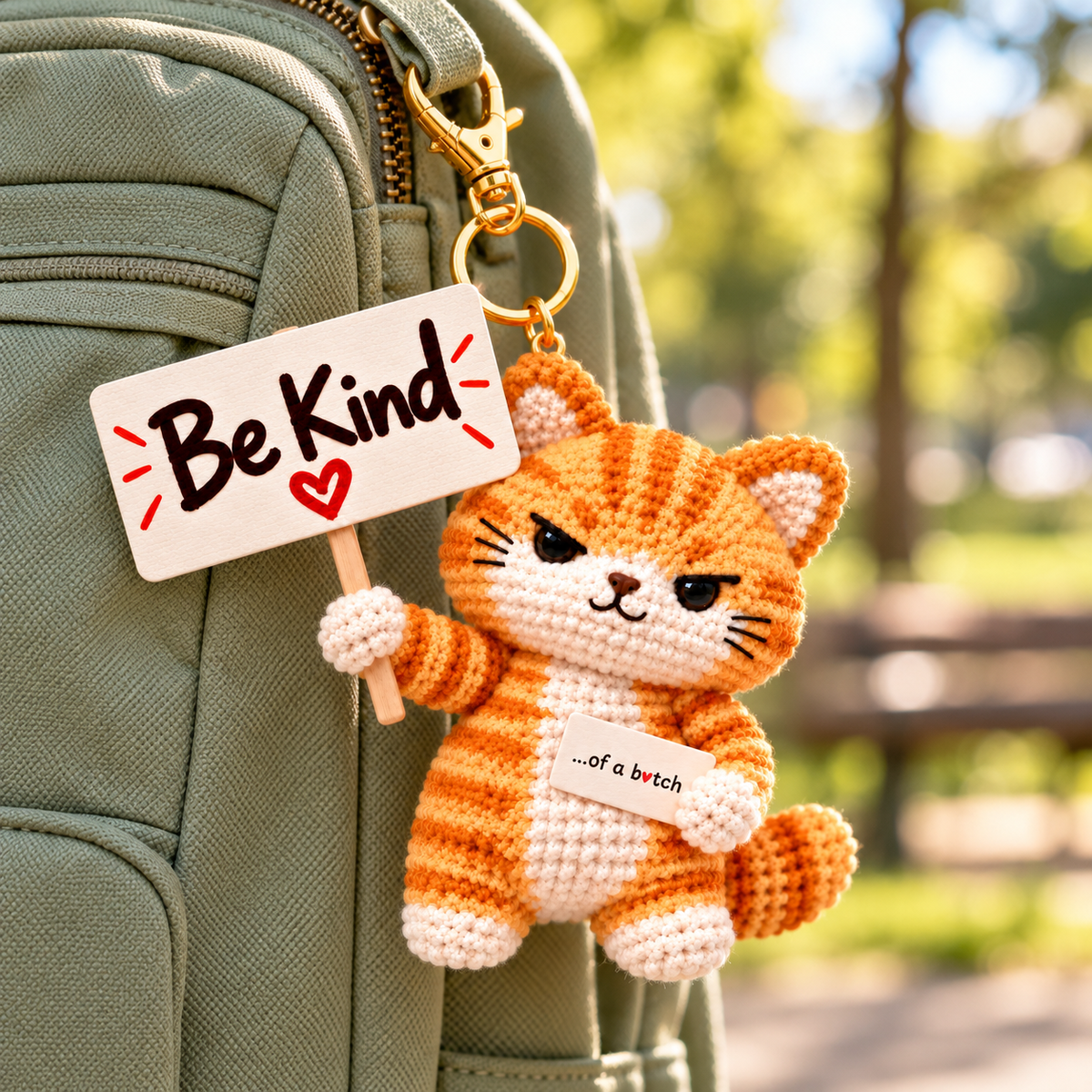 Be Kind...Of A Bi♥ch Crochet Orange Cat