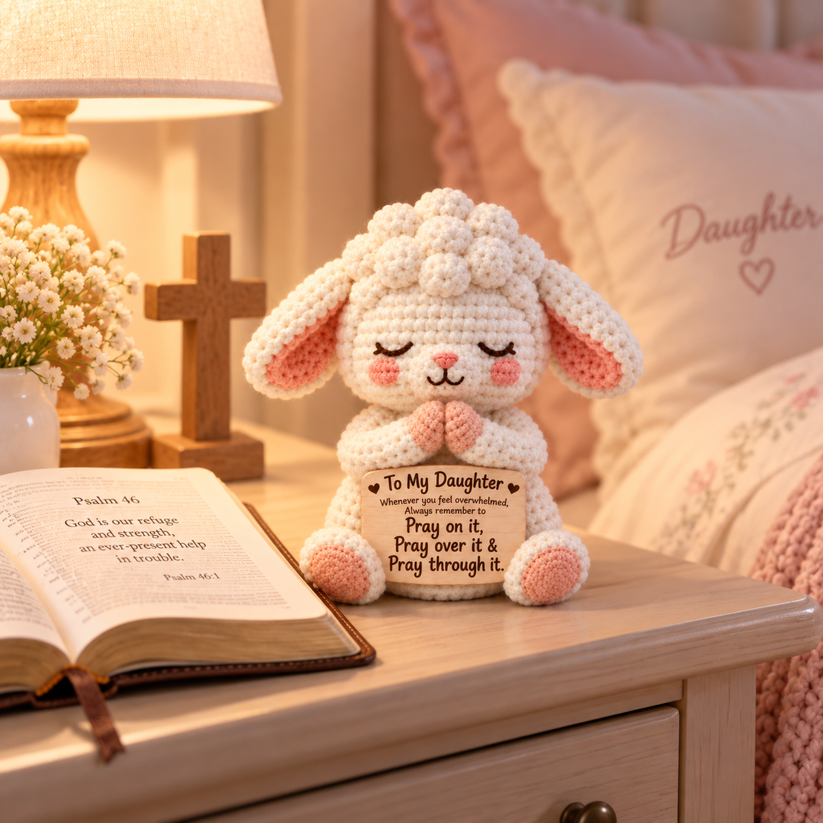 To My Daughter Pray Through It Crochet Sheep