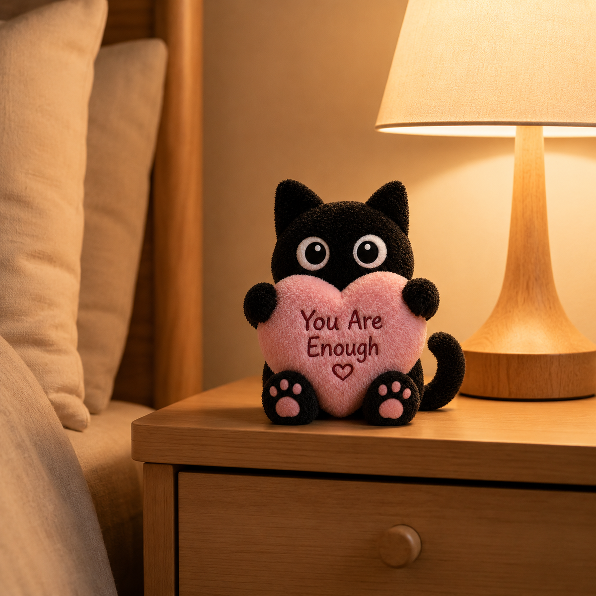 You Are Enough Emotional Support Black Kitty Plush