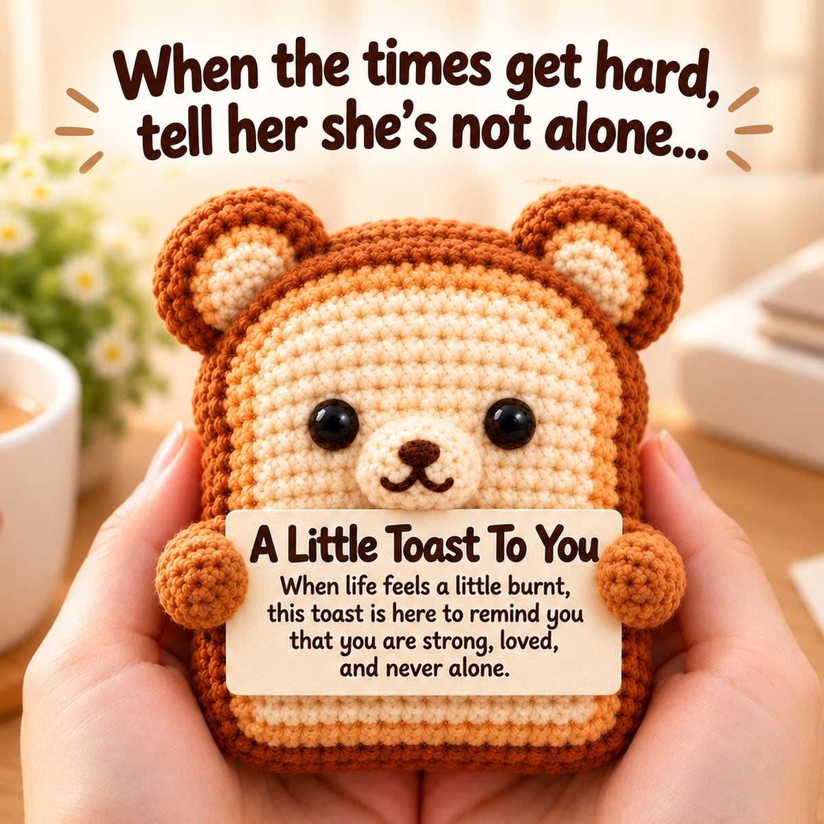 A Little Toast To You Crochet Bear – Handmade Encouragement Gift