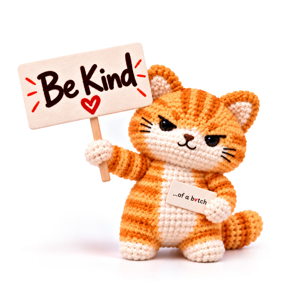 Be Kind...Of A Bi♥ch Crochet Orange Cat