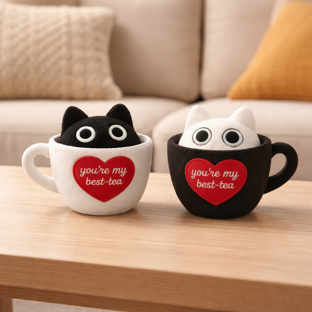 Matching Cat Cup Besties Plush Set